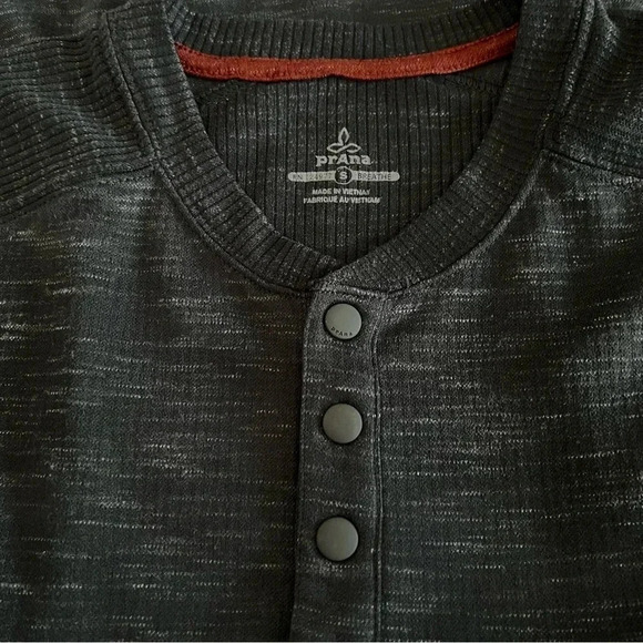 Prana Henley Tee Heathered Gray Size Small Long Sleeve - Picture 7 of 8